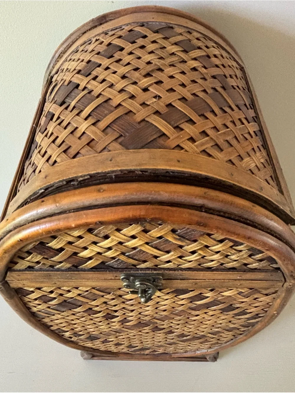 Woven Rattan Decorative Basket Box in Warm Brown Tones